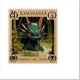 MTG - Legendary Land Swamp Stamp - Ganananaa - Postage Stamp Series Posters and Art